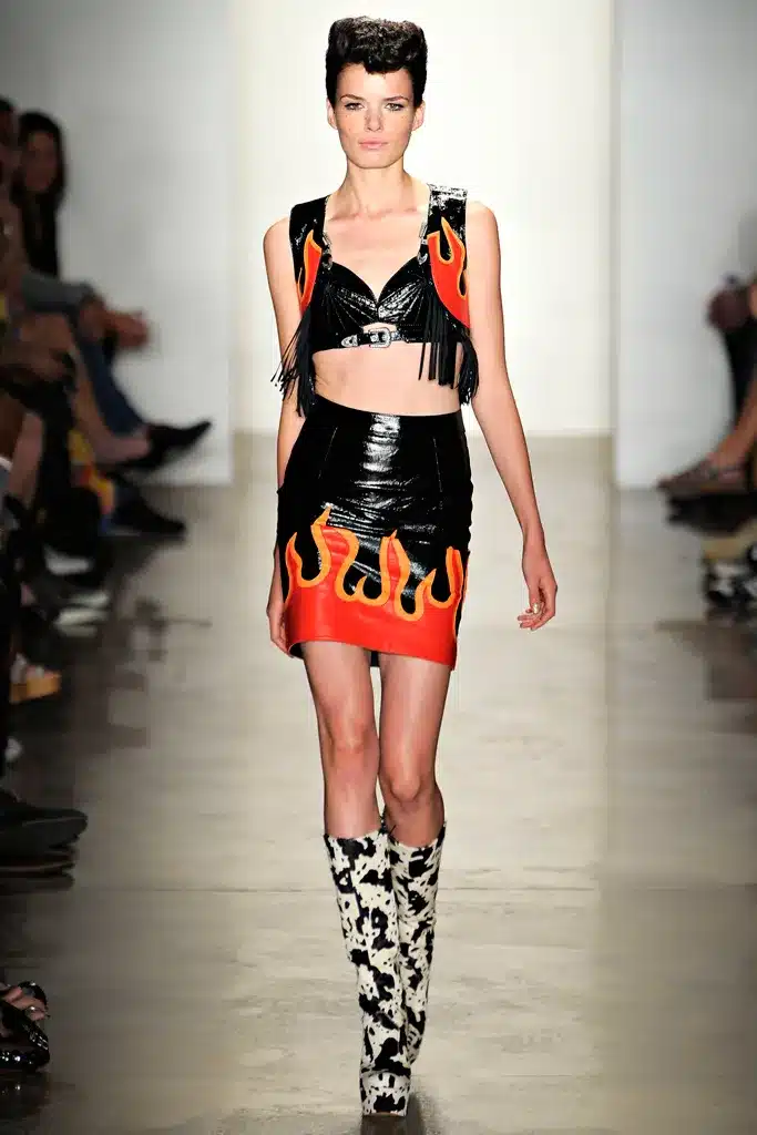 A model walks the runway at the jeremy scott fashion show.