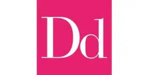 A pink background with the letter d in white