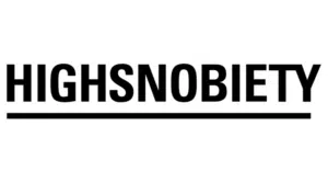 A black and white image of the logo for highsnobiety.